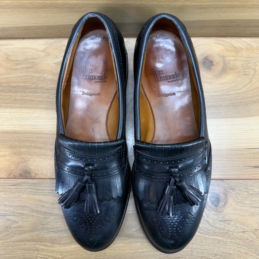 Allen Edmonds Bridgeton Mens 8.5 E Black Kiltie Tassel Loafers Dress Shoes - Picture 5 of 11
